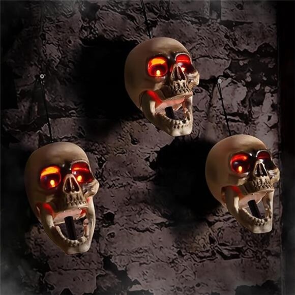 Halloween Animatronics Skull Stakes Pathway Markers, Hanging Animated - Picture 7 of 7